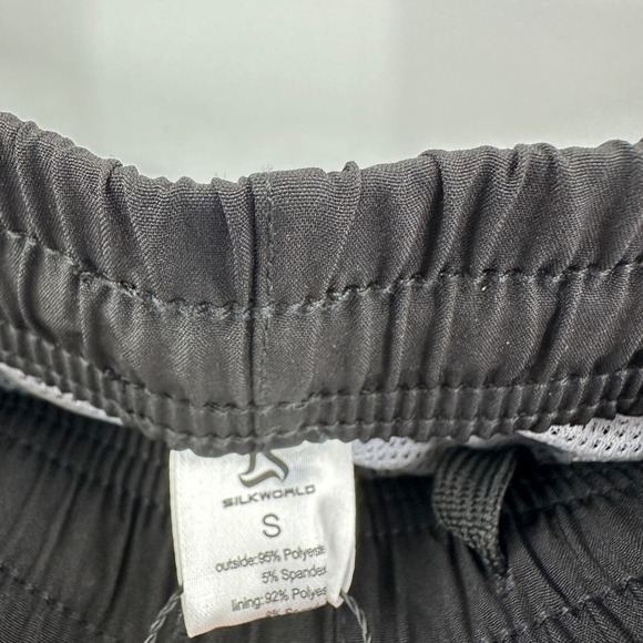 NWT Silkworld Black Elastic Waist Lined Zip Pockets Swim Trunks Size Small - Picture 6 of 11